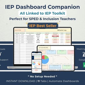 IEP Dashboard Google Sheet | Special Education Data Tracker, SPED Goal & Behavior Log, Progress Monitoring