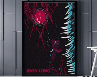 Póster de la película Iron Lung, póster de película de terror, decoración de pared de fantasía oscura, impresión de pared de anime, decoración de pared conmovedora