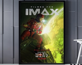 Póster de la película Proyecto Ave María, arte mural de ciencia ficción espacial, decoración de estilo cinematográfico, arte espacial futurista, póster de película inspirado en IMAX