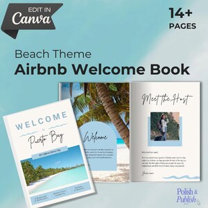Airbnb Welcome Book Template Canva Bundle Kit | Beach theme Airbnb welcome Airbnb bundle Airbnb template Air bnb Bundle