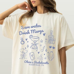 Margs and Matrimony Bachelorette Comfort Colors T-Shirt: Doodle Margarita Design