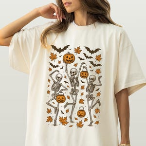 Comfort Colors® Dancing Skeleton Shirt, Halloween Shirt, Pumpkin Shirt, Retro Halloween Shirt
