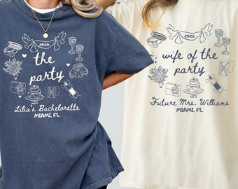 Wife of The Party Bachelorette Party Matching Shirts, Custom Bachelorette Shirt Personalized Future Mrs Tee Bridal Comfort Colors Party Gift