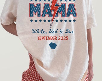 4th of July Pregnancy Announcement Shirt: Red White & Due - Comfort Colors Maternity Tee