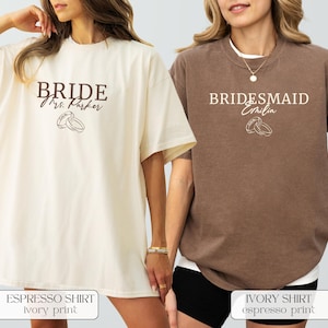 Custom Bride Bridesmaid Shirt, Comfort Colors, Bridal Party Gift, Wedding Day Getting Ready, Trendy Bachelorette Merch, Group Matching Tee