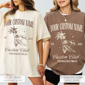 Custom Name Social Club Shirt Luxury Bachelorette Merch Coastal Beach Cocktail Tee Disco Cowgirl Bach Party Gifts Matching Mexico Trip Tee