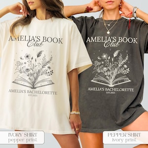 Custom Book Lover Bachelorette Tee Bookish Bachelorette Party Shirt Girl&#39;s Trip Personalized Reading Club Shirts Smut Book Loving Bride Tee