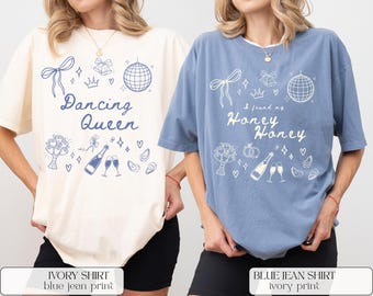 T-shirt couleurs confort Mamma Mia Bachelorette : chemise personnalisée Disco Bride Squad