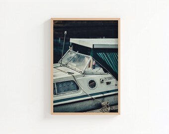 Vintage Canal Boat Print: Rustic Nautical Wall Art, Framed Option