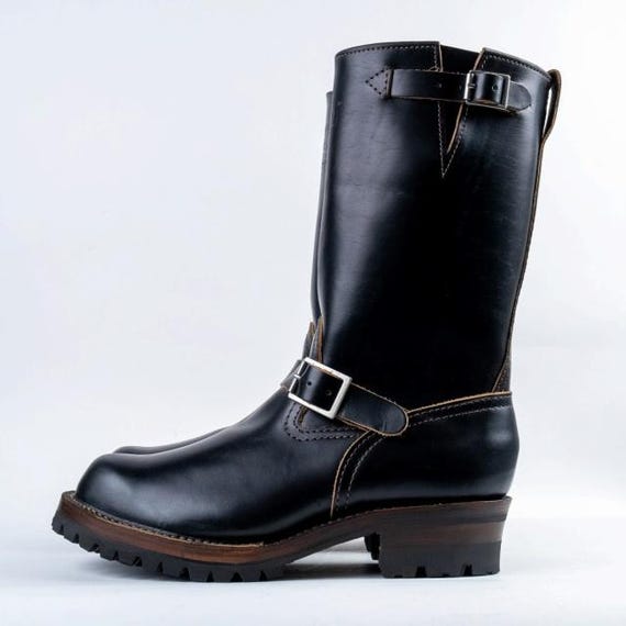 Boots Half 12‑inch engineer boots premium black oil‑tanned full