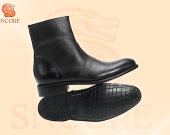 Botas de cuero negras Botas de oficial Botas cortas de montar Botines de regalo para hombres y mujeres