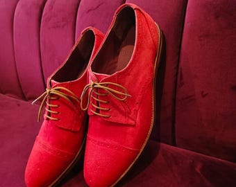Handmade  Suede Leather Oxford Shoes Classic Brogue Shoes Dress shoes