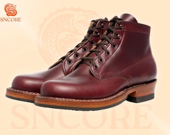 Handmade Leather Smoke Jumper Boots Goodyear Welted Ankle Boots