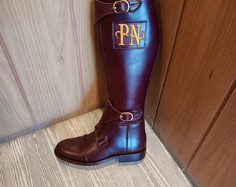 手作りのレザーポロブーツ、カスタム乗馬ブーツ、乗馬ブーツ、男性と女性へのギフト