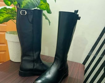Boots leather Riding boots Polo boots black Tall boots gift for Women Men