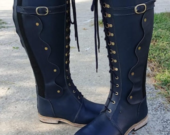 Handmade Equestrian Boots Custom Polo Riding Boots Lace UP Boots Men/women Tall leather Field Boots Horse Riding boots Good year welted shoe