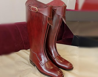 Botas altas de cuero, botas de equitación, botas de doma clásica a medida, botas inglesas, botas altas de vestir para hombre y mujer.