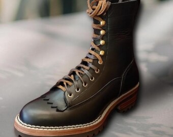 Leather Smoke Jumper Boots Work Boots Jobmaster Boots Ankle boots work boots gift for Men