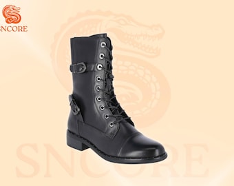 Botas de cuero, botas con cordones hasta la mitad, botas de montar, botas de comando, botas de trabajo, botines para regalar a él/ella, botas unisex.