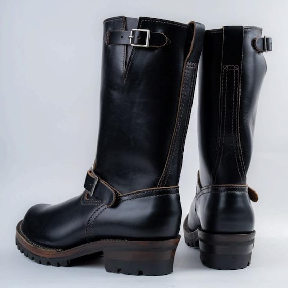 Boots Half 12‑inch engineer boots premium black oil‑tanned full