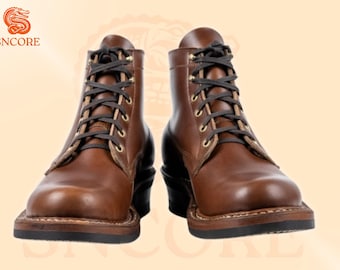 Handmade Leather Smoke Jumper Boots Goodyear Welt Construction
