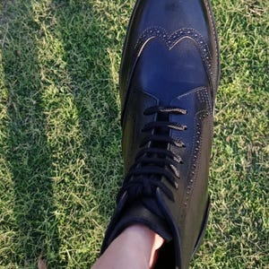 Handmade Boots Brogue Boots Officer Style Lace-Up Unisex Footwear Lather shoes
