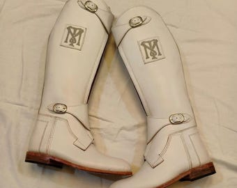 Botas de polo de cuero hechas a mano, botas de montar blancas ecuestres personalizadas, botas largas, regalo para hombres y mujeres