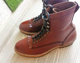 Botas de cuero Smoke Jumper Boots Goodyear Welted Lace-Up zapatos regalo único para hombres y mujeres