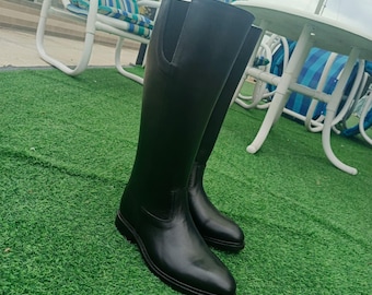 Handmade Leather Riding Boots Knee High Tall Boots Equestrian Polo Style