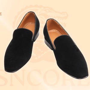 Men Velvet Loafers Shoes Handcrafted Black Slip-On Shoes for Wedding Gala and Evening Events Classic Dress Footwear Dress shoes