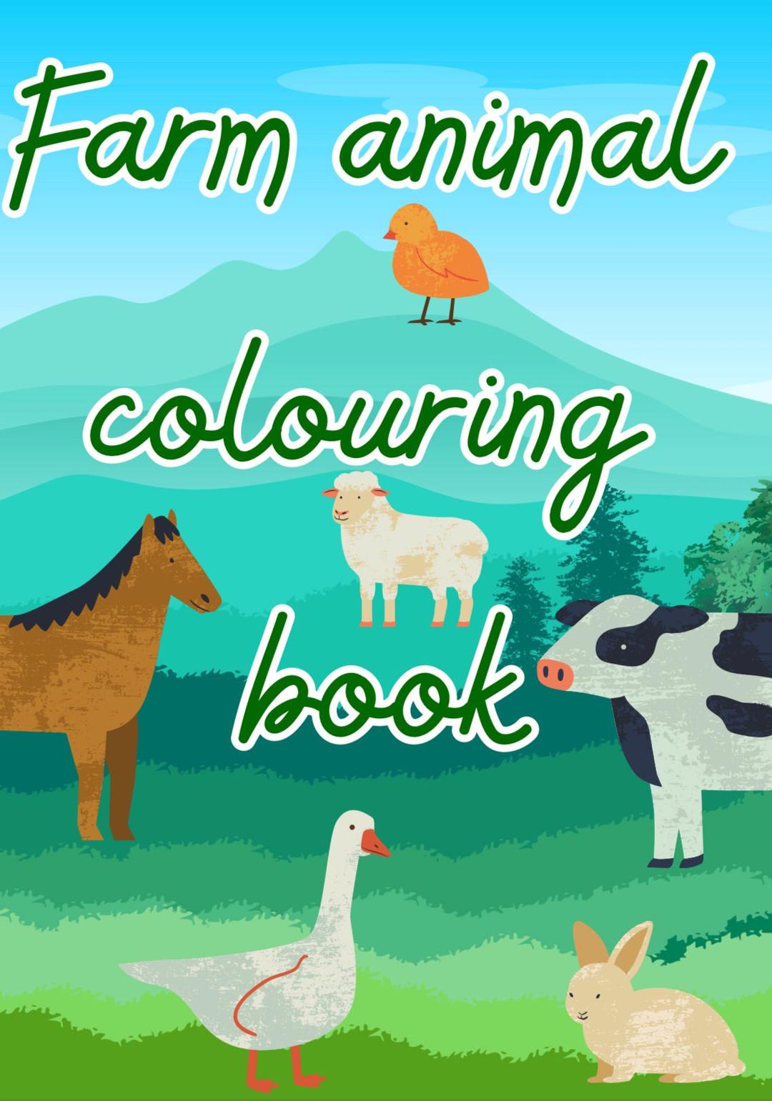 Libro para colorear de animales de granja para niños (imprimible ...