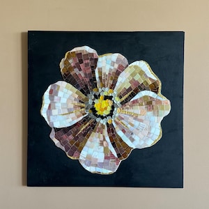 Golden Bloom Mosaic Wall Art