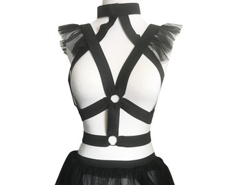 Dark Fairy Cage Bra Top & Bottom Harness Set