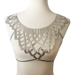 Sequin Silver Burst Harness Cage Bra Top