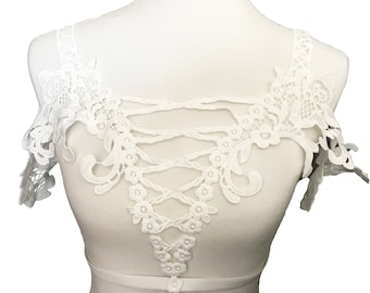 White Lace Bridal Corset Style Harness Top