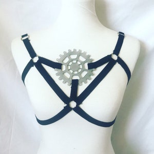 Steampunk silver gear Harness Top