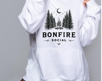 Bonfire Social PNG / Grafica autunnale per falò / Sfondo trasparente / Uso commerciale POD