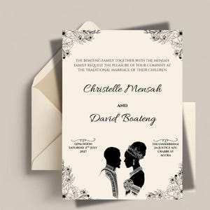 Elegant African Wedding Invitation Template: Editable Corjl Design (Digital & Printable Card)