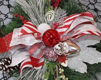 Holiday Mixed Bull Pine Spray or Centerpiece - Artificial - Adorned with beautiful embellishments