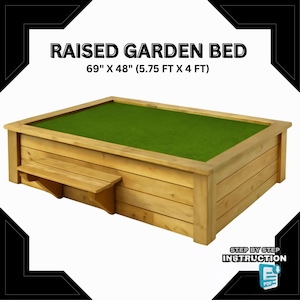 69x48 DIY Raised Garden Bed Plans with Build PDF Instruction - Woodworking Plan for Outdoor Planter Box, Raised Garden Box Blueprints, Home