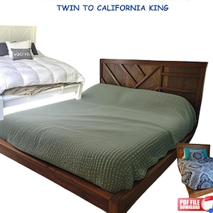 Plattegronden boerderij kingsize bed met Engelse instructies: blauwdrukken bedframe, doe-het-zelf-houtbewerkingsprojecten