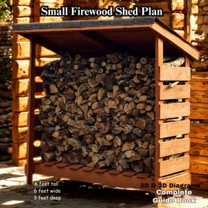 Small Firewood Plans with Complete PDF Instruction - DIY fire wood storage outdoor, firewood shed plans visual arts, wooden fire wood holder