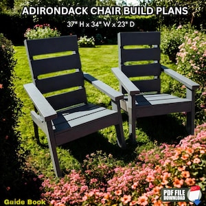 Classic Adirondack chair build Plans with PDF Instructions - DIY Outdoor Lounge Chairs, Woodworking Furniture blueprints, Chairs Design Idea
