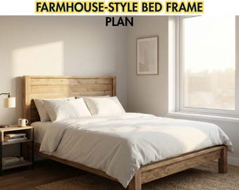 Farmhouse King Bed Plans with English Instructions - Bed frame blueprints, DIY Woodworking projects