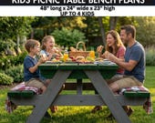 DIY Kids Picnic Table and Bench Plans with Step by Step Build Instructions  - Woodworking & carpentry Plan | outdoor furniture 48"x24"x 23"
