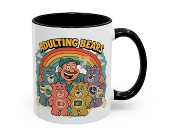 Grumpy Bears Accent Coffee Mug (11, 15oz), 80's Nostalgia Coffee Mug, Great Gift