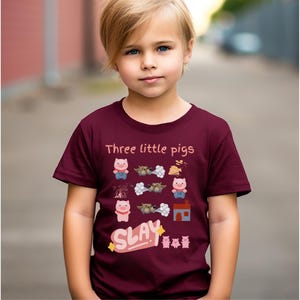 Camiseta ligera infantil "Los Tres Cerditos": ideal para contar historias y jugar.