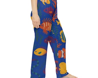 Underwater Women's Pajama Pants, Fish Print Sleepwear, Comfy Pants, Unique Gift for Her, Fish PJs