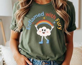 Funny Smiling Cloud T-Shirt: Ironic Sarcastic Humor, Rainbow Graphic Tee