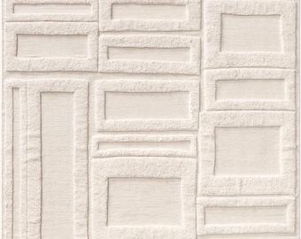 Hoogwaardige moderne vloerkleden| Neutrale toon| Minimalistisch vloerkleed voor woonkamer slaapkamer eetkamer hal kantoor in ivoorkleur 100% wol 12 x 15 8 x 10